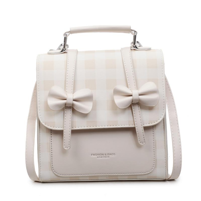 Solid color college style commuter backpack women's new trend bow portable shoulder backpack
