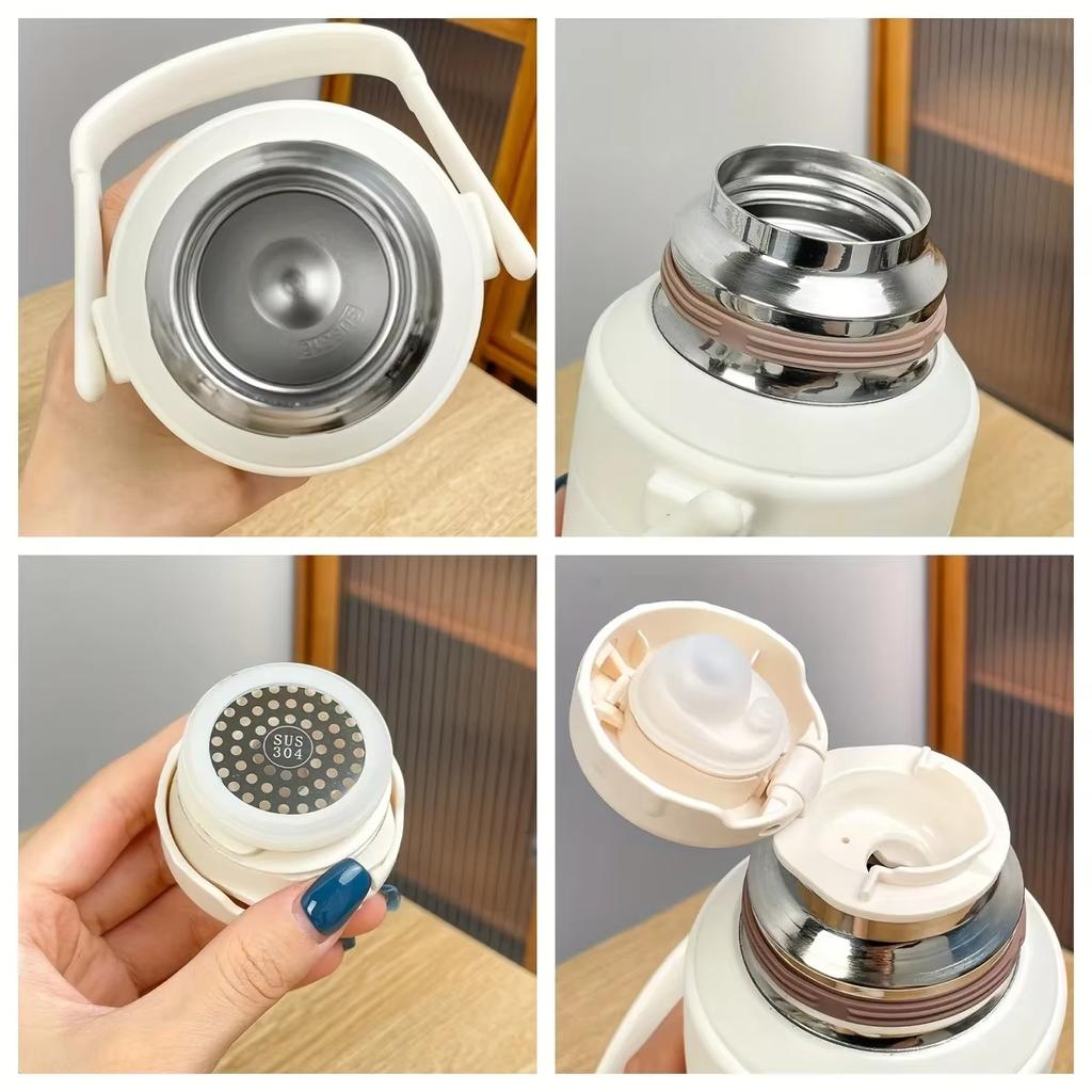 800ml Stainless Steel Insulated Water Bottle with Lid and Handle Multi-Purpose Large Capacity Leakproof for Travel Office School