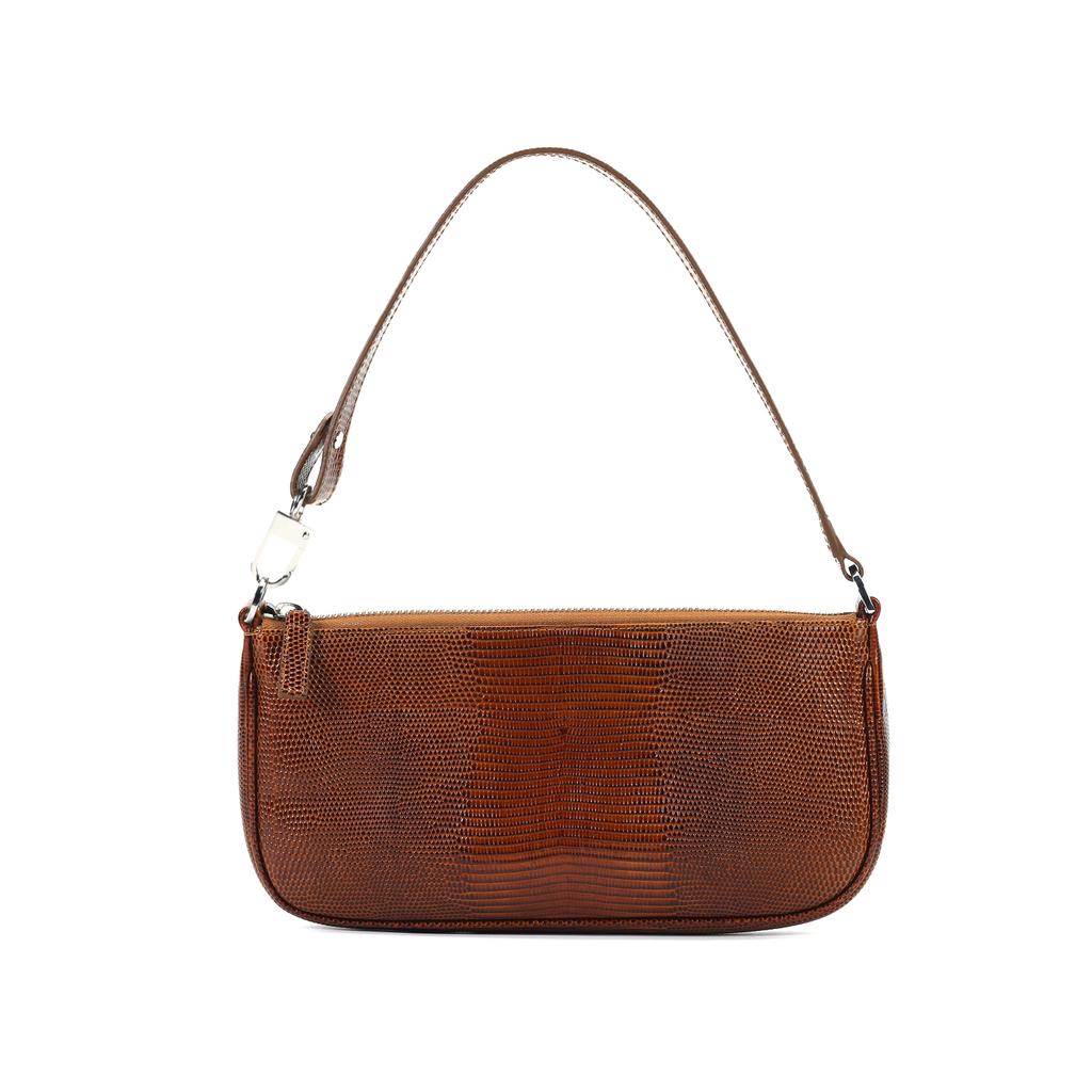 By Far Rachel Lizard Print Leather Tote Shoulder Bag Women Bags Brown 21CRRCLSTNFMED