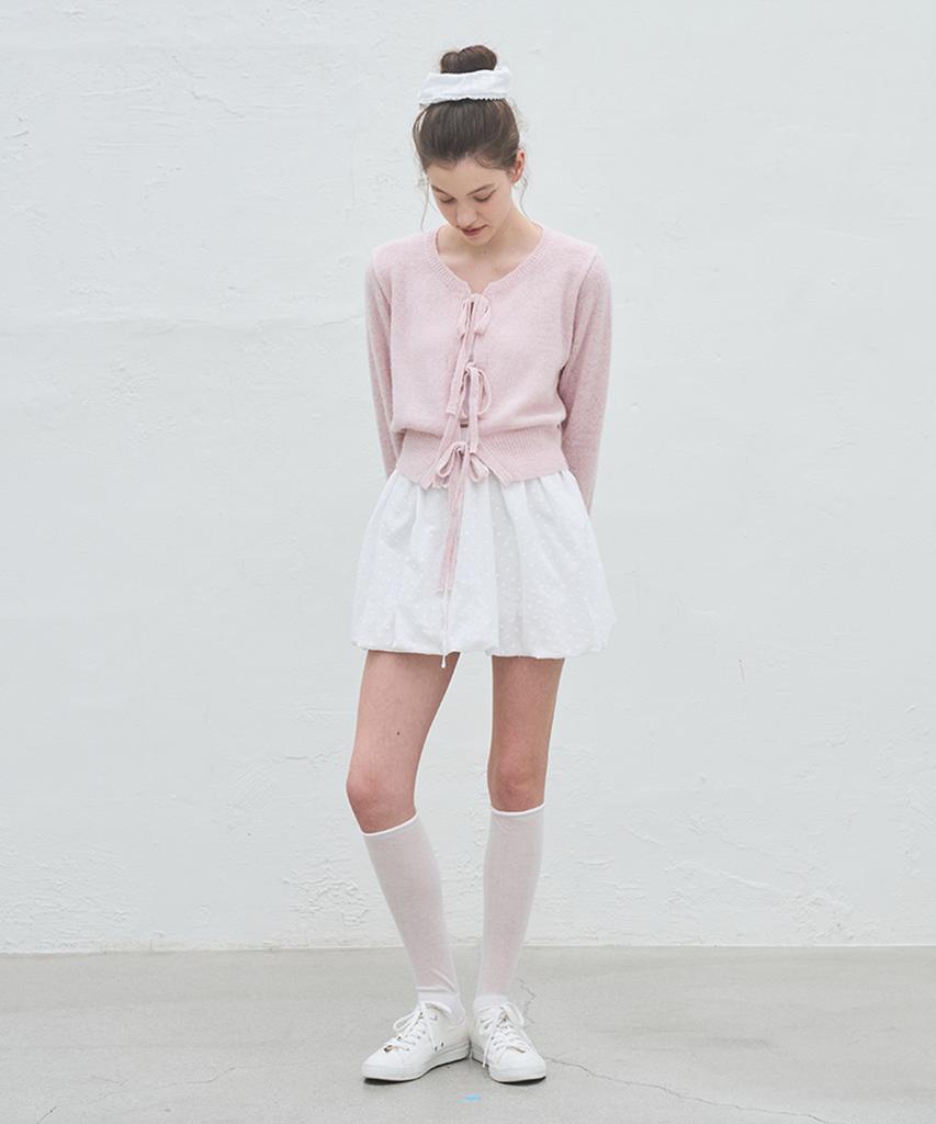 VEM.VER Pumpkin Cotton Mini Skirt_White