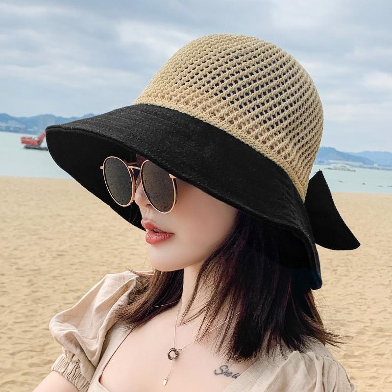 Hat, women's summer sunscreen, sunshade, straw hat, hollow fashion, cool Korean version trend, versatile sun hat, travel bucket hat