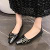 Fashion Shoes Woman Comfortable And Elegant Oxfords Buckle Strap Female Footwear Shallow Mouth Slip-on Square Toe Leather New Dress Slip