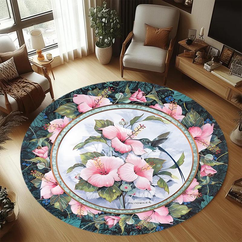 Blue Green Hibiscus Carpet Mat Rug Home Decoration Living Room Bedroom Floor Decor Vintage Floral Style Non Slip Rugs