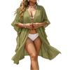 Women Plus Size Summer Ruffle Sleeve Loose Fit Beach Cardigan Cover Up Swimsuit Outerwear Bikini Overlay Kimono