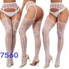 New style open crotch lace transparent suspender black silk sexy fishnet stockings non-slip one-piece suspender belt for women