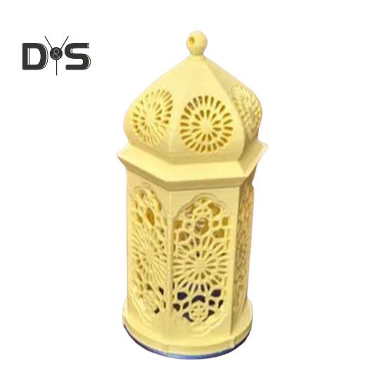 

Фонарь в марокканском стиле, 3D-печатный узор для вырезания свечей, арабский фонарь для чайных свечей, для украшения патио, домашних вечеринок, свадеб, центральных украшений стола жёлтый