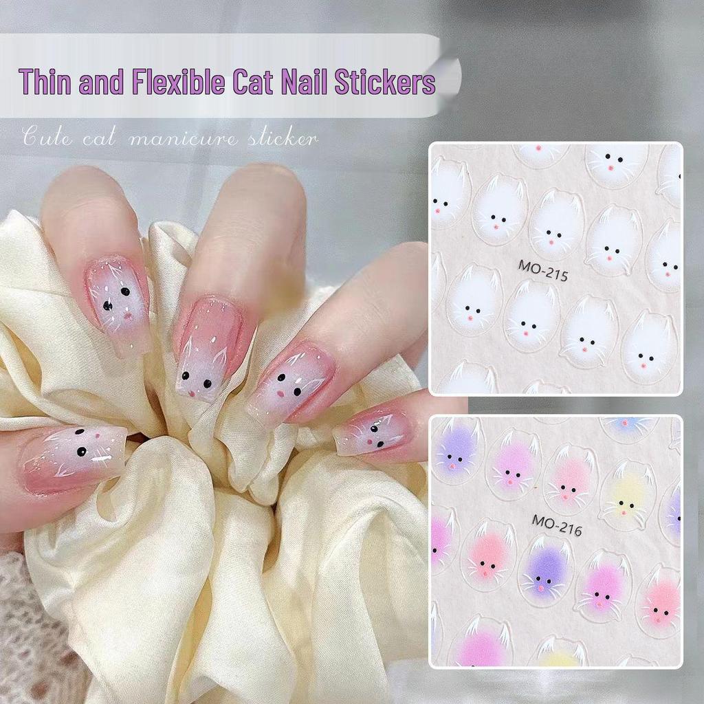 Xiaohongshu Süße Katzen-Nagelkunst-Aufkleber - Süßes und farbenfrohes Design