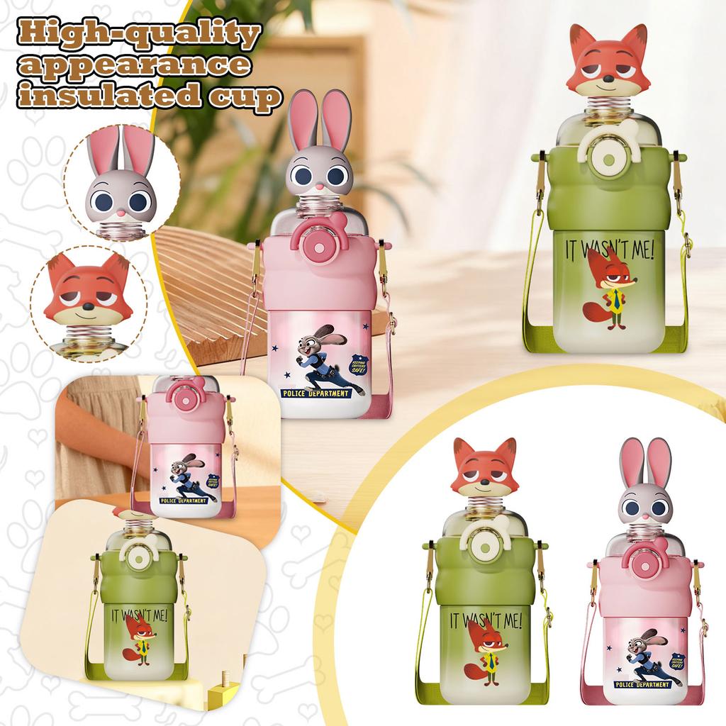 Creative Cartoon Minimalist Insulated Cup, High-value Coffee Cup, Portable Drinking Straw Cup, Stainless Steel.