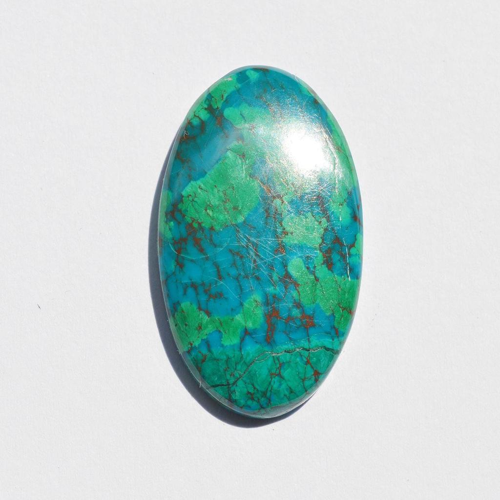 Genuine Chrysocolla Cabochon - 41 Carats Natural Gemstone, Handcrafted Jewelry Supply, Size - 35x20x5.4 MM