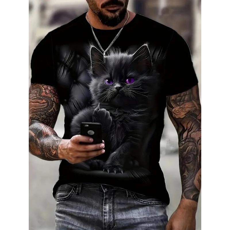 Men's T-shirt Fun Cat 3D Animal Printed Children's Cartoon T-shirt