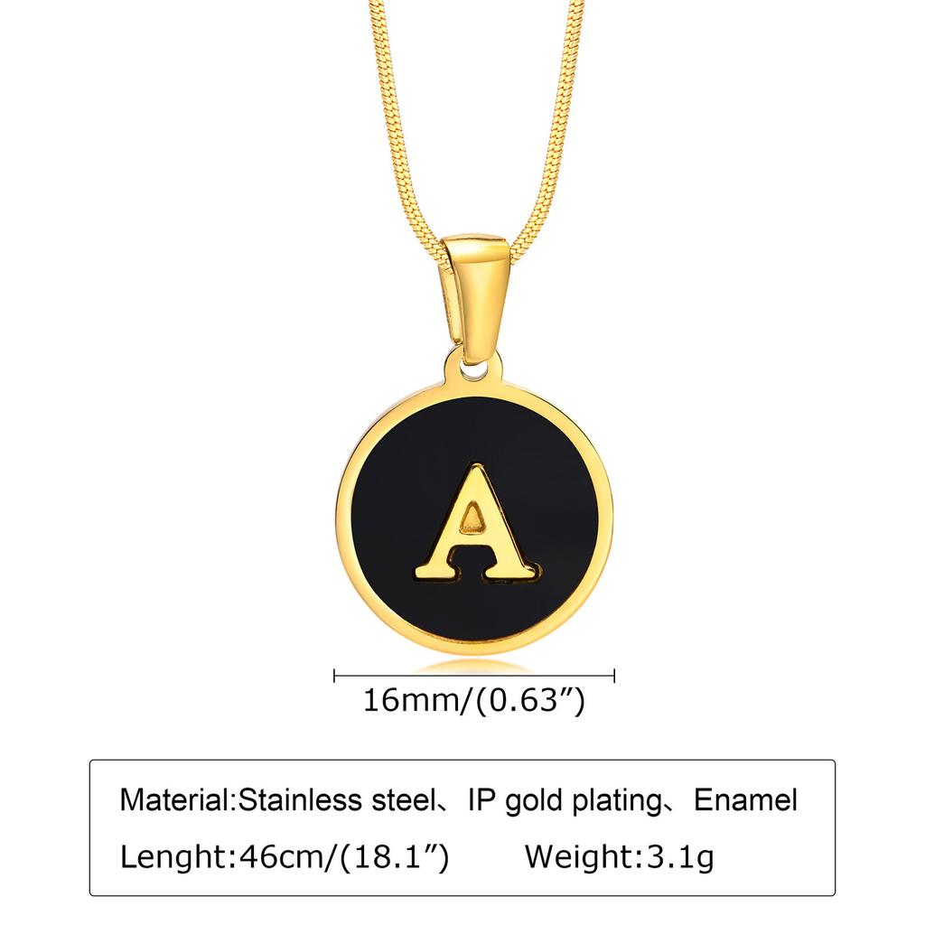 Charms Letter Initial Pendant Necklace Women , Stainless Steel Square And Round Alphabet Collar Jewelry Chrismas Gift