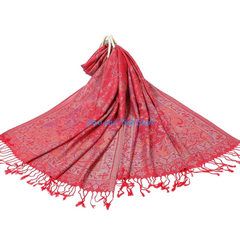 HX6F Bohemian Tassels Shawl Wrap Ethnic Scarf Multiuse Shoulder Covers For Women Wear