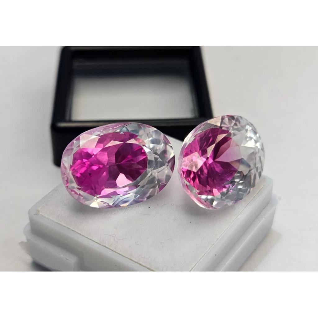 Natural Pitambari Sapphire Oval Cut 35-36 Ct Pair Fabulous Certified Gemstone