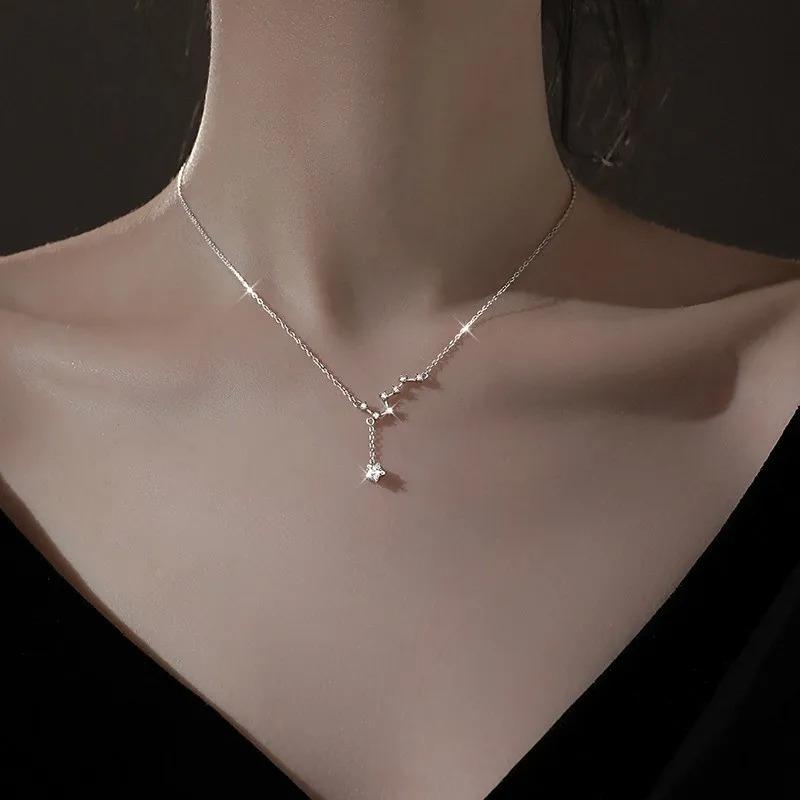 925 Silver Necklace Cute Five Pointed Star Smile Dimple Pendant for Women Girl Jewelry Gift