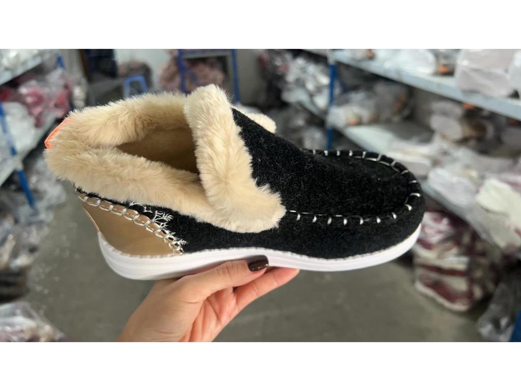 2024 Women's Plus Velvet Thickened Warm Flat Cotton Winter Shoes, Large Size