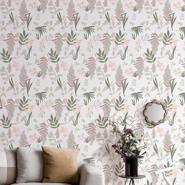 

Зеленые и белые самоклеящиеся обои в стиле бохо, контактная бумага с листьями, самоклеящиеся съемные обои, обои «елочкой» 44cmx10m