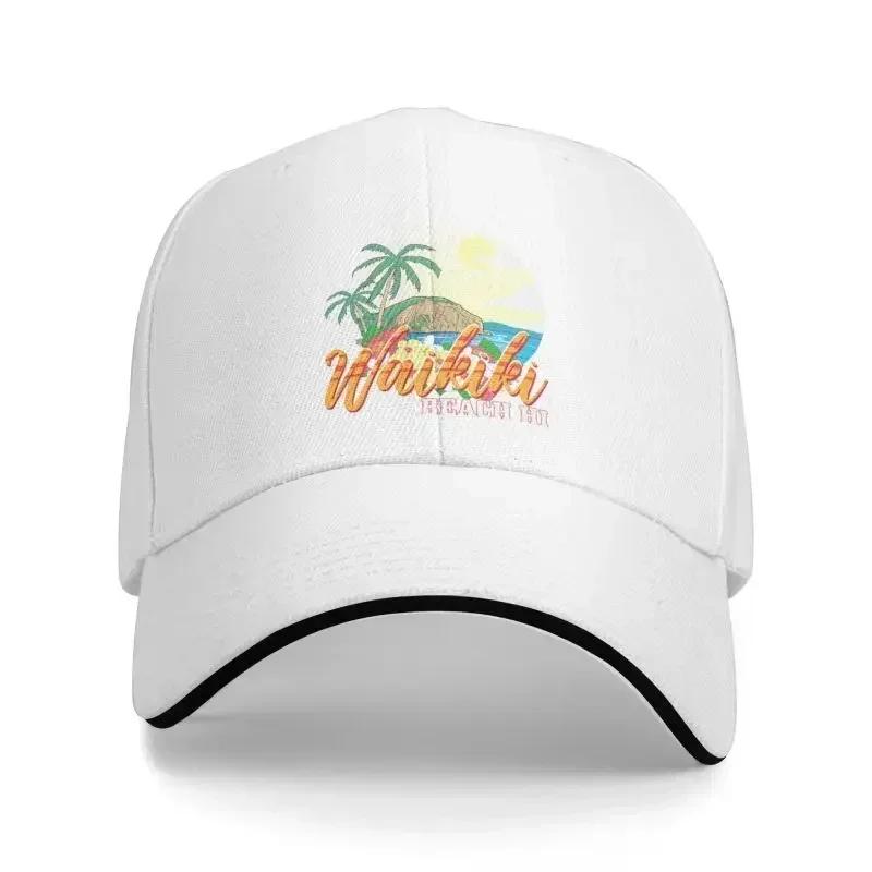 Classic Hawaii Waikiki Beach Baseball Cap Women Men Custom Adjustable Unisex Tropical Palm Tree Dad Hat Summer