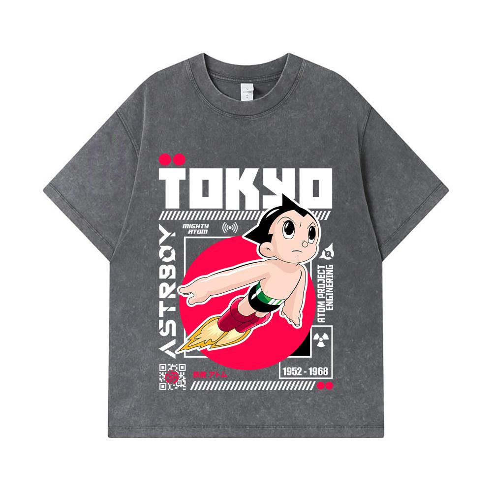 275 GSM Washed T-shirts 100% Cotton Astro Boy V2 Print Unisex Heavy Cotton T Shirt