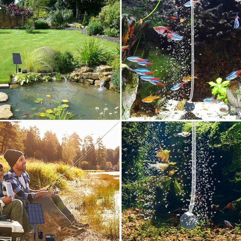2.5W Solar Oxygen Pump/Pond Pump, with Air Bubble Stones and Pipe, Improve Pond Circulation, for Fish Tank Aquarium Pond Etc