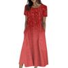Women's Summer Casual Fashion Printed Short Sleeve Round Neck Pocket Dress