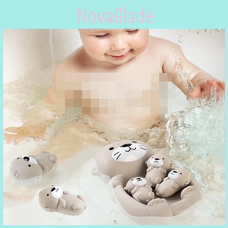 Entzückendes schwimmendes Otter-Badespielzeug-Set für Babys mit weichem Gummimaterial und lustigem Design
