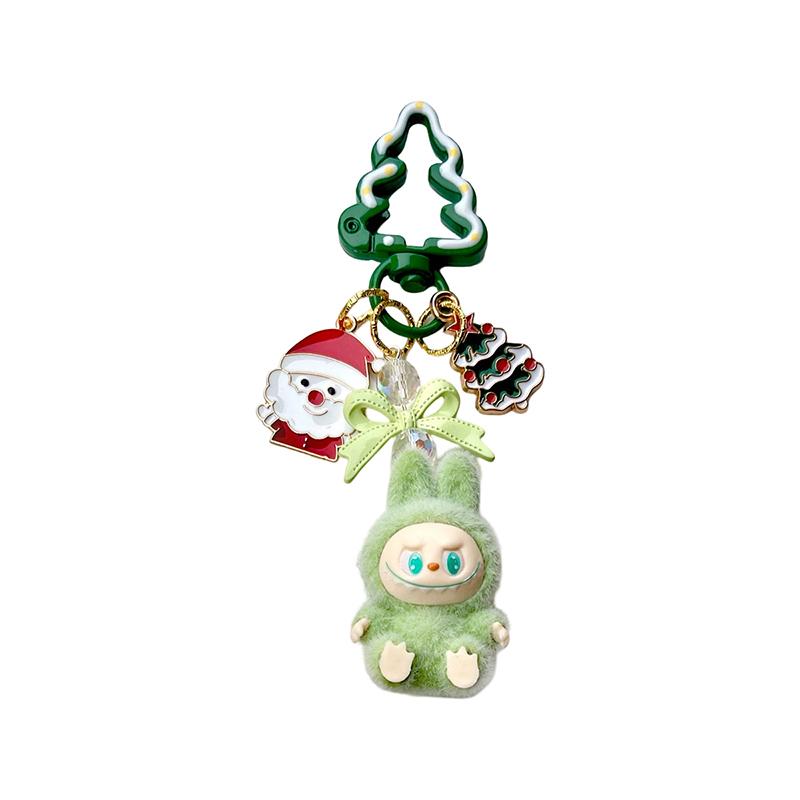 Christmas Labubu Kawaii Particles Keychain Bag Cell Phone Charm Key Chain Christmas Gift Cute Plush Charm