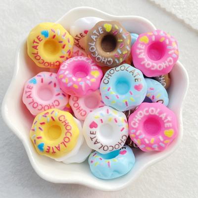 10pcs Mix Resin 3D Sweet Colorful Cartoon Donut Bread Flat Back Simulation Foods Scrapbook Figurines DIY Decor Crafts