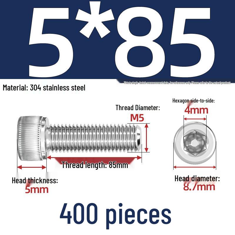 304 Stainless Steel Hex Socket Head Cap Screws, M2-M10, Extended Length