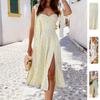 2026 Floral Print Backless Tie-Up Wrap Cami Dress High Waist Slim Fit Midi Women