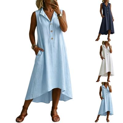 Women's  Casual Loose Linen-Cotton Sleeveless Dress