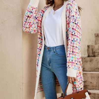 Lässige Langarm-Herbst- und Winterjacke für Damen, Patchwork-Mode, Mid-Length Pullover-Tops, Trendig