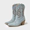 Autunno Inverno 2026 Stivali Western da Cowboy Ricamati con Charms da Donna Stivaletti Casual Eleganti Retro da Jeans Taglie Forti