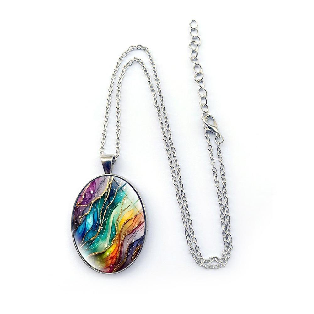 Fantasy Ripple Pattern Oval Women's Jewelry Fashion Pendant Necklace