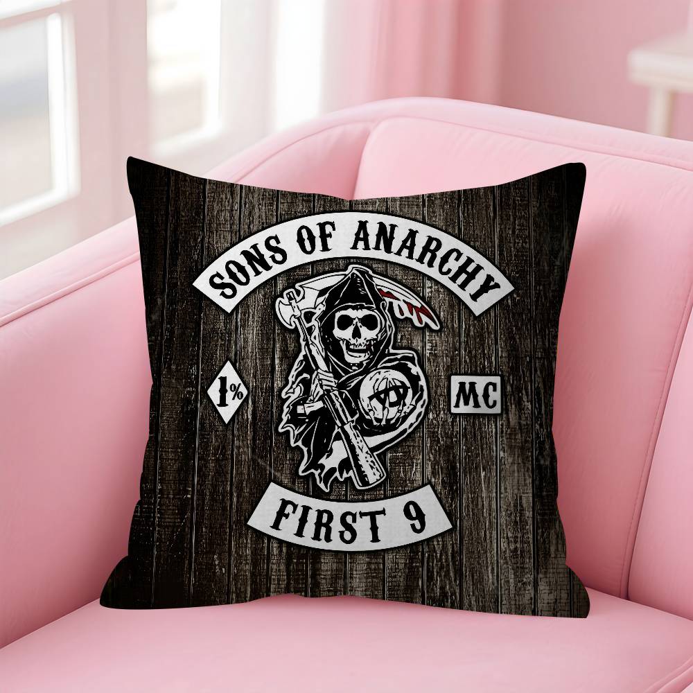 Classic Crime S-Sons Of A-Anarchy Double-Sided Printed Pillow Cover Short Plush Suitable Living Rooms Sofas Throw Cushion Cover
