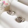 New Simple Crystal Couple Rings Adjustable 925 Sterling Silver Opening Ring Set For Women Men Wedding Fashion Jewelry Gifts