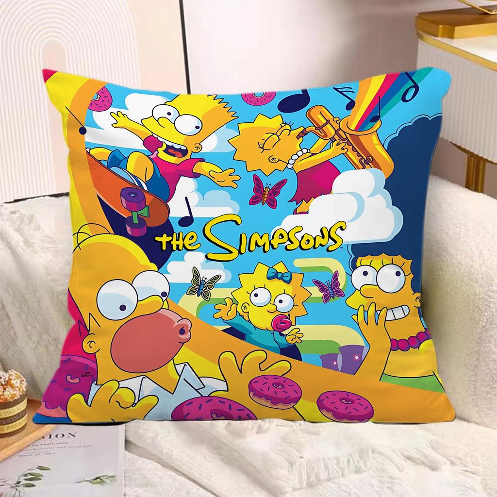 Cartoon Pillow Covers Cartoon Sofa Decorative Home Doublesided Printing Short Plush Cute Cushion The SSimpsons Cover
