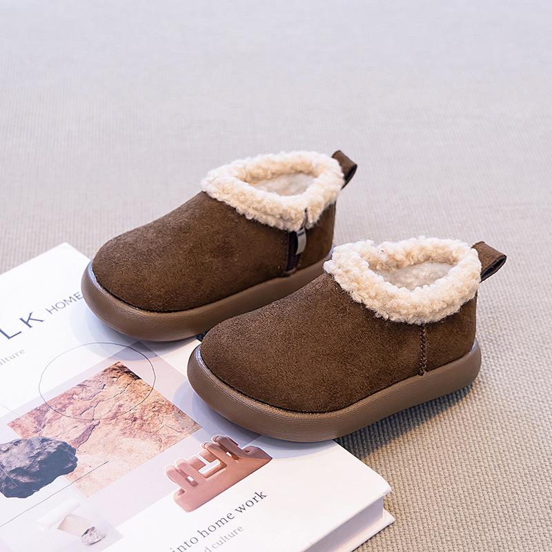 

New Winter Snow Boots for Girls, Lightweight Non-Slip Birkenstock Shoes for Children, Warm Fleece-Lined Non-Slip Cotton Shoes for Boys 26Inner Length16.2cm коричневый