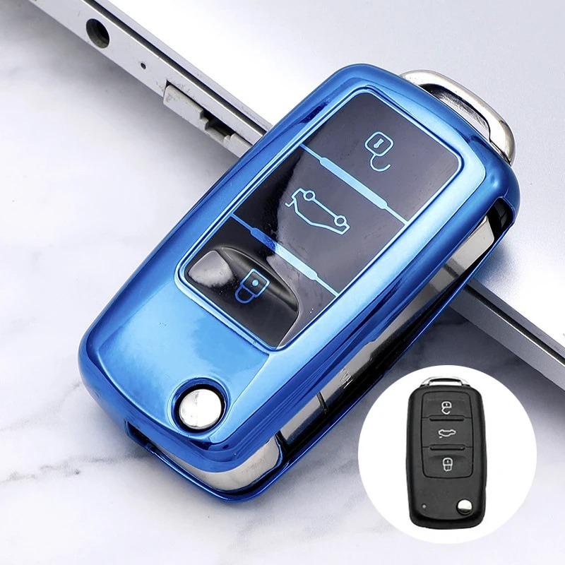 

TPU Car Key Cover Car Key Full Case Protection Key Bag for VW Volkswagen Polo Tiguan Passat Golf Jetta Lavida Skoda Octavia синій