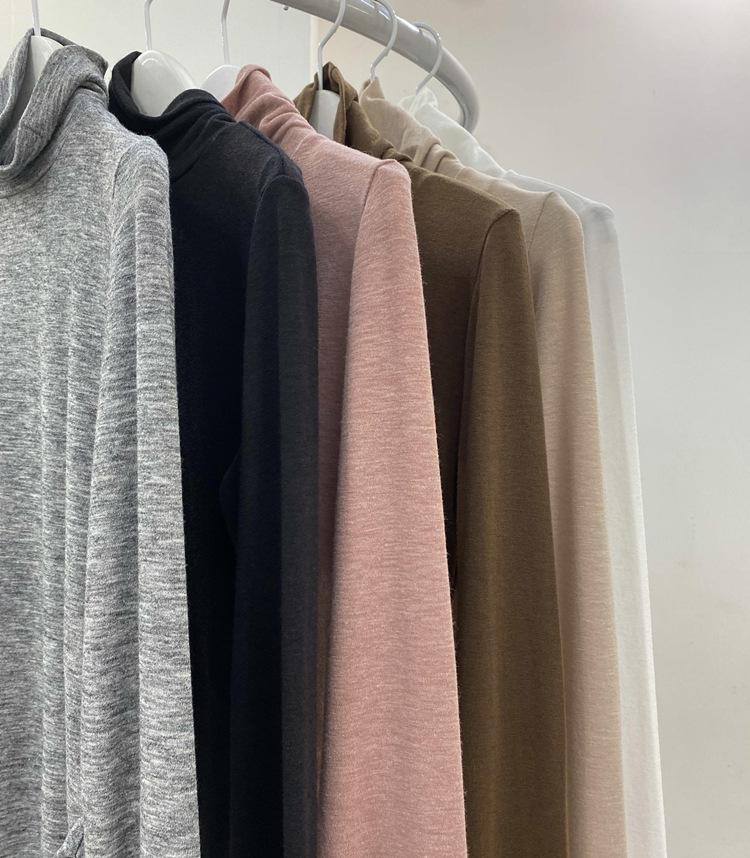 Slim Fit Sheer High Neck Fingerless Long Sleeve Korean T-Shirt