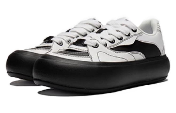 Li Ning Cream Puff Platform Cushioning Low Top Skateboard Shoes Women's White Black AZGU012-2
