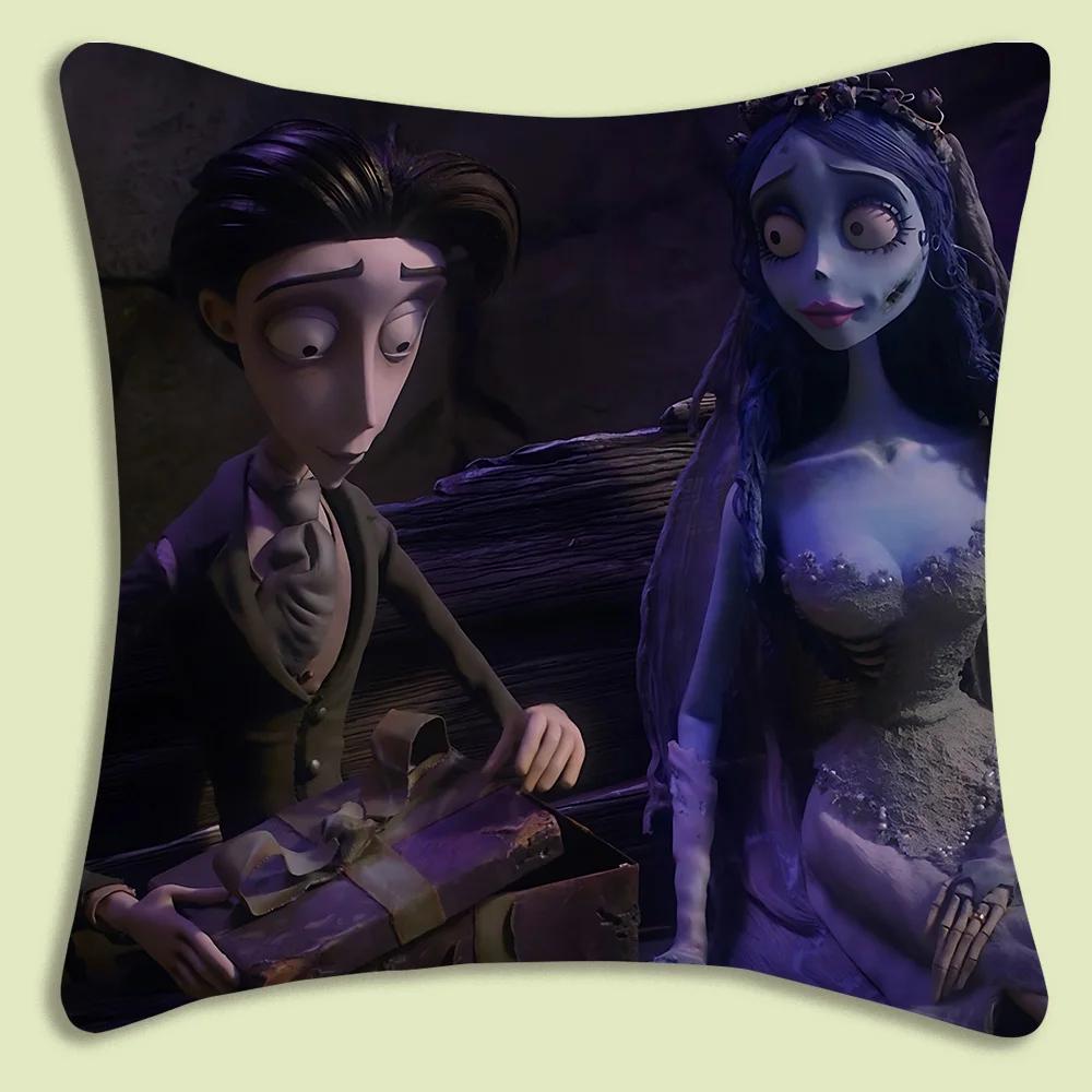 C-Corpse Bride Cartoon Anime Pillow Covers Cartoon Sofa Decorative Home Double-Sided Printing Short Plush Cute Cushion Cover