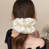 Elástico de Cabelo Feminino Cor Pura Estampa de Camélia Alta Elasticidade Corda de Cabelo Cetim Liso Scrunchy de Cabelo Acessório de Cabelo Sem Danos