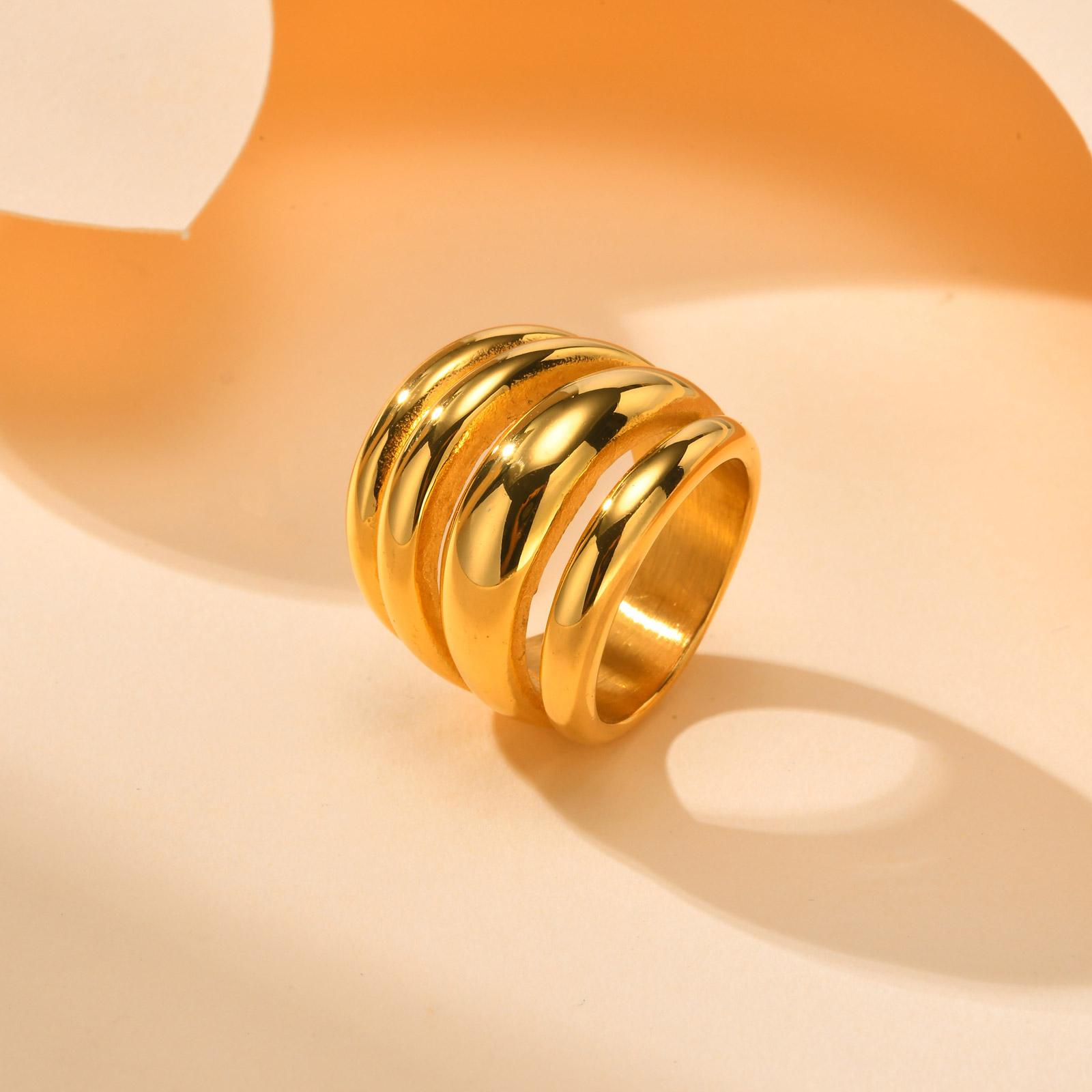 

Chunky Statement Rings for Women, Stainless Steel Bold Stacking Croissant Ring Not Fade US RIng Size 09