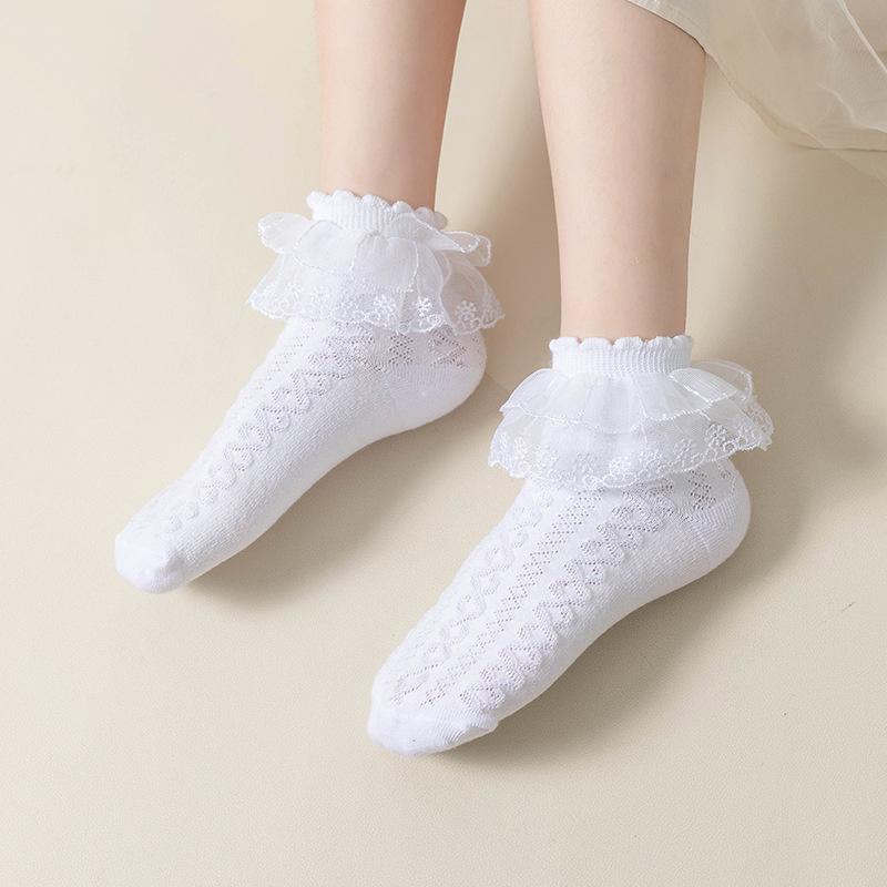 3Pairs/lot Kids Girls Socks For Baby Spring Summer Lace Toddler Princess Girls Socks Children's Short Baby Sock 1-15Year