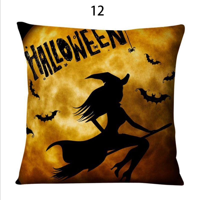 Federa Quadrata di Lusso in Cotone e Lino con Fantasia di Halloween per un Arredamento Casa Senza Tempo ed Elegante