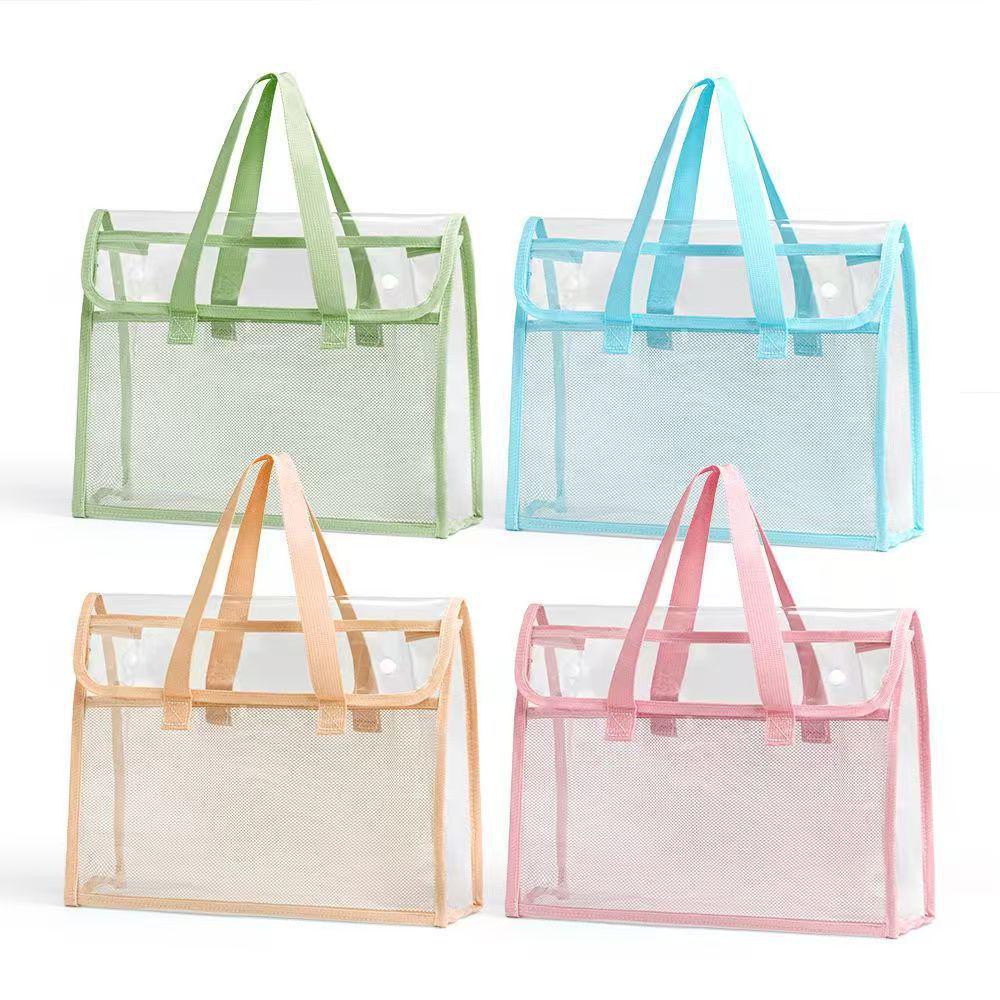 Double-Layer Transparent Tote: Book Carrier & File Storage for Exams and Homework