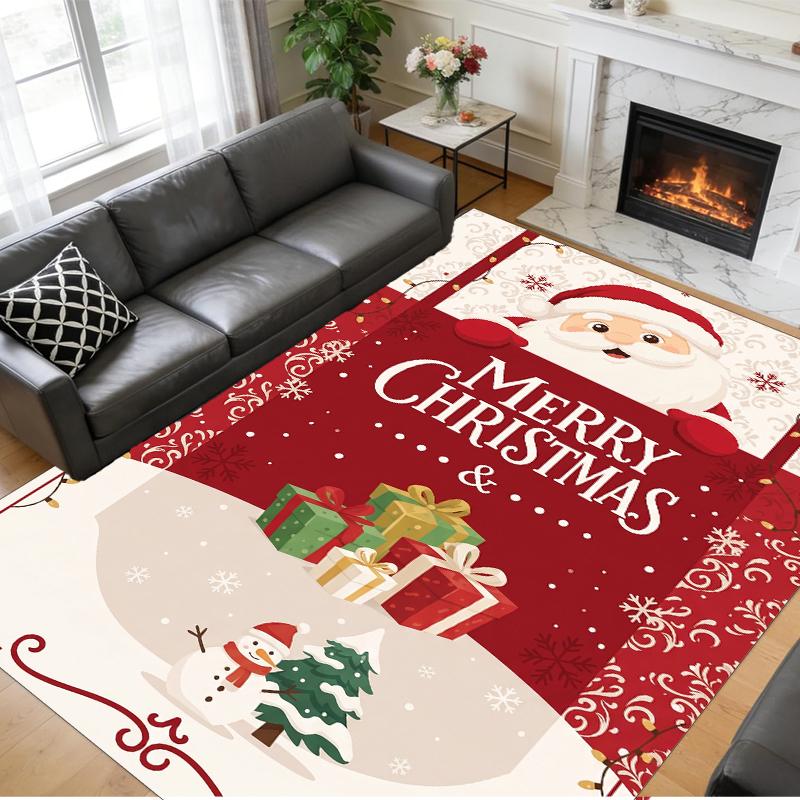 Alfombra Cuadrada Estampada Navideña Suave Antideslizante Para Dormitorio Regalo Navideño