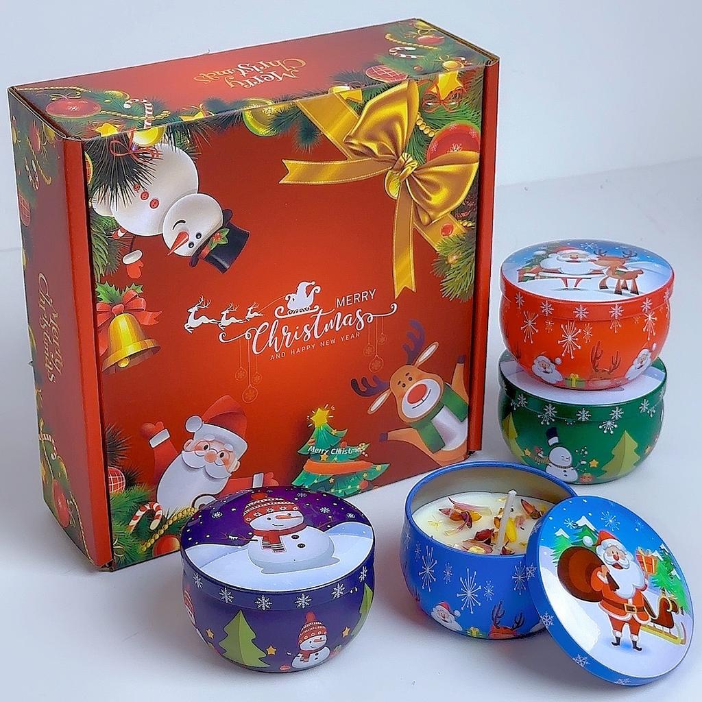 Christmas Candle Gift Box Aromatherapy Candle Set Plant Essential Oil Fragrance Aromatic Candle Holiday Gift