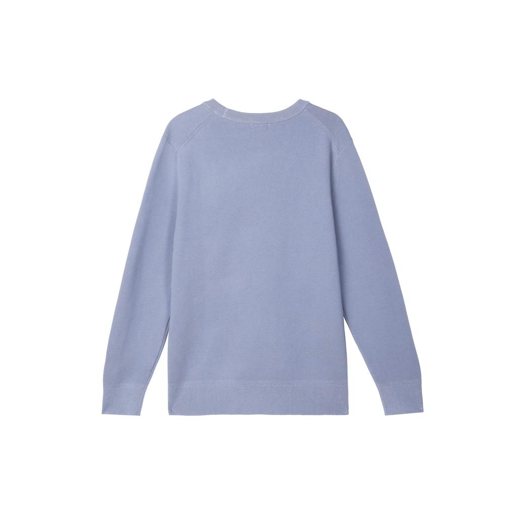 Uniqlo Solid Color Round Neck Pullover Long Sleeve Knit Sweater Unisex Sweater Sky-Blue 464851-63