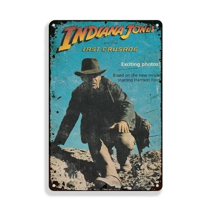 Classic Movie Tinplate Poster Indiana Jones Metal Sign Retro Industrial Wall Decor Plaque Bar Garage Home Tin Sign Art Plates